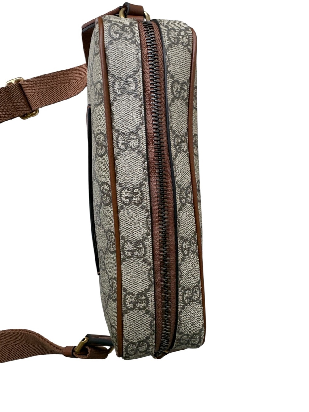 Gucci Beige GG Supreme Canvas Bag Brown Leather Trim - Picture 7 of 8